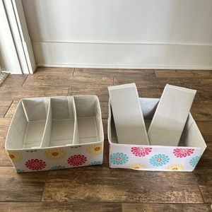 Set of 2 Waverly Cloth 3 Section Drawer Organizers NEW